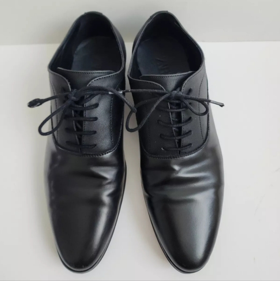 ZARA MENS DRESS BLACK DERBY CLASSIC POINTED TOE LACE UP SHOES 8 41 - Picture 3 of 9